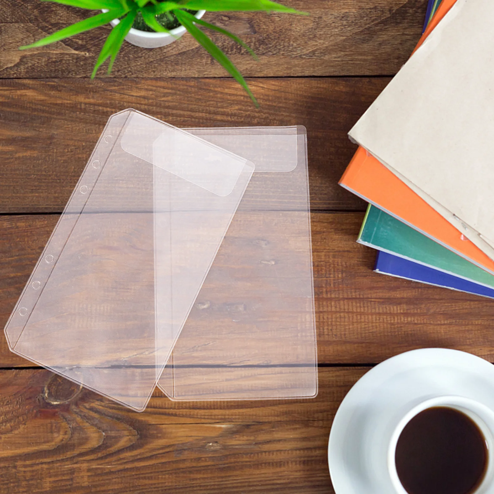 

10Pcs Transparent Binder Pocket PVC Bill Storage Pouch Double Holes Waterproof Document Organizer for Business Travel Study