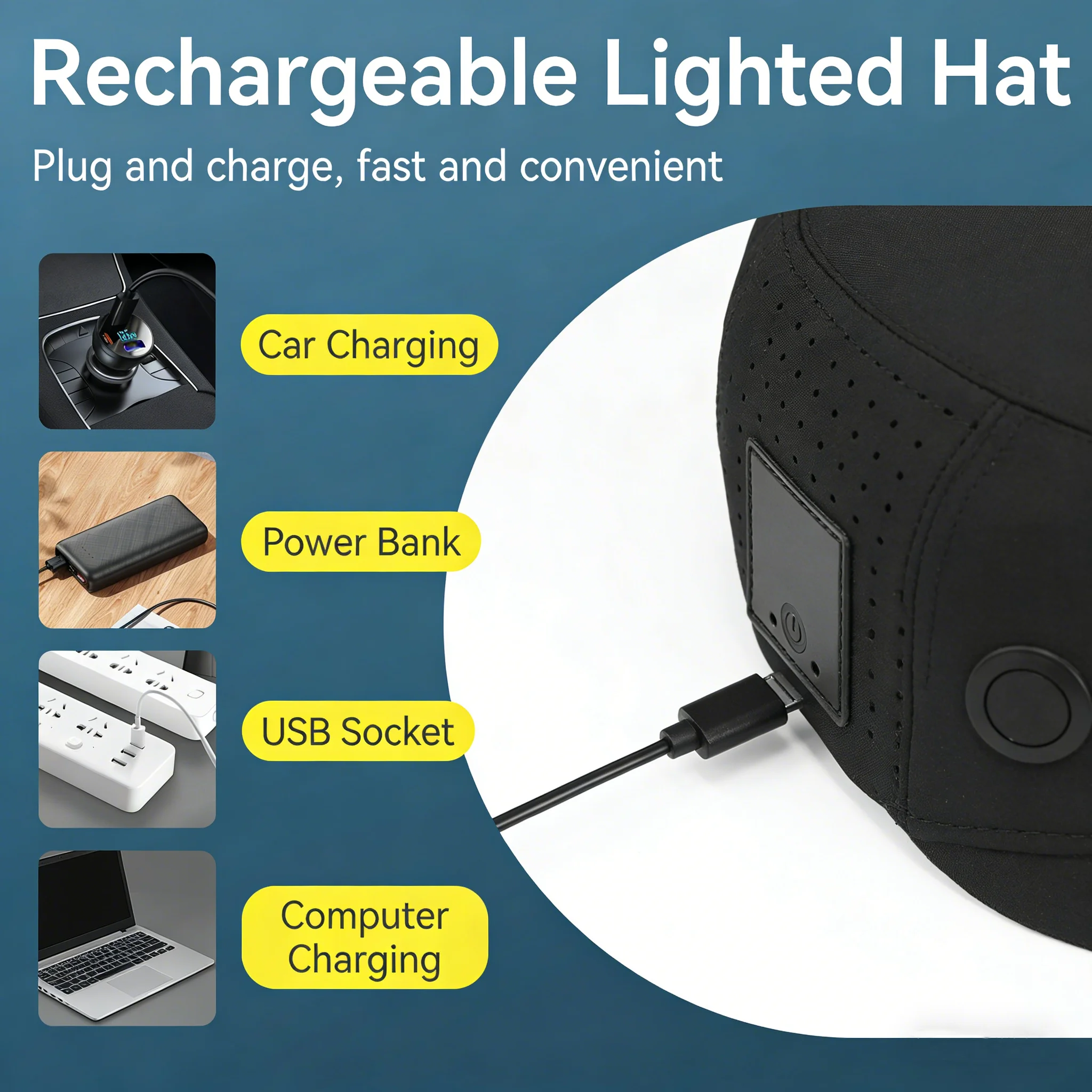 LED Baseball Caps Flashlight Hats Outdoor Baseball Caps with Adjustable Light Built in Headlamp for Men Fishing Jogging Camping