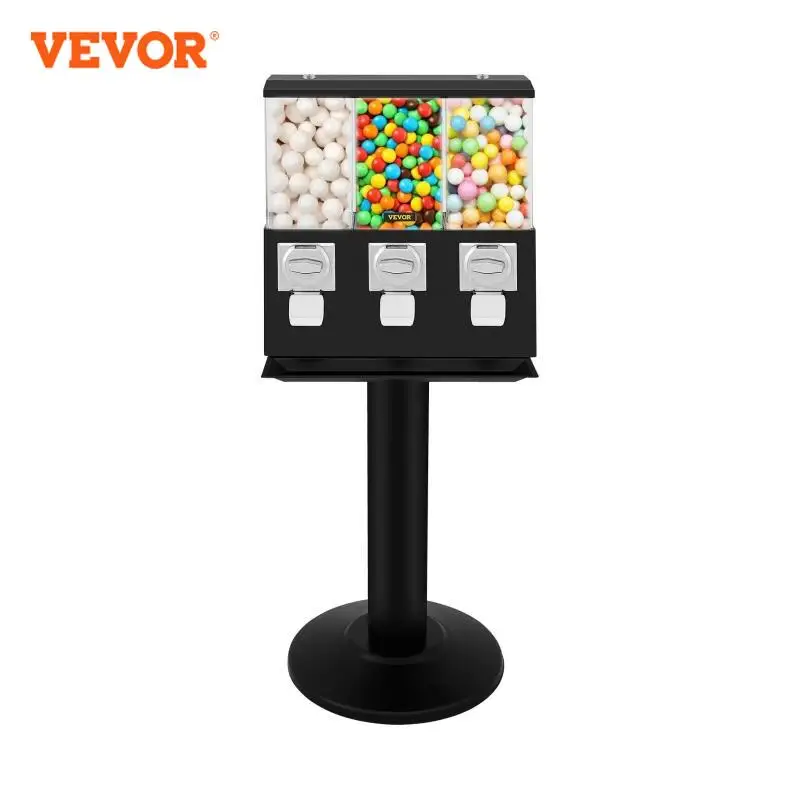 VEVOR Triple Candy Gumball Vending Machine Dispenser W/ Keys Outdoor Amusement Park Gaming Store Selling Bouncy Ball Capsule Toy