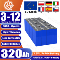 EU STOCK 320Ah 3.2V Lifepo4 Soalr Battery 8000 Cycles Rechargeable Lithium-ion Cells DIY 12V 24V 48V For Camper Golf Cart Backup