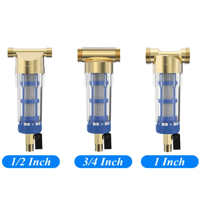 40μm Brass Pre Filter 1/2'' 3/4'' 1'' Male Thread Scrape Wash Impurity Filter Home Water Kitchen Quality Filtration System