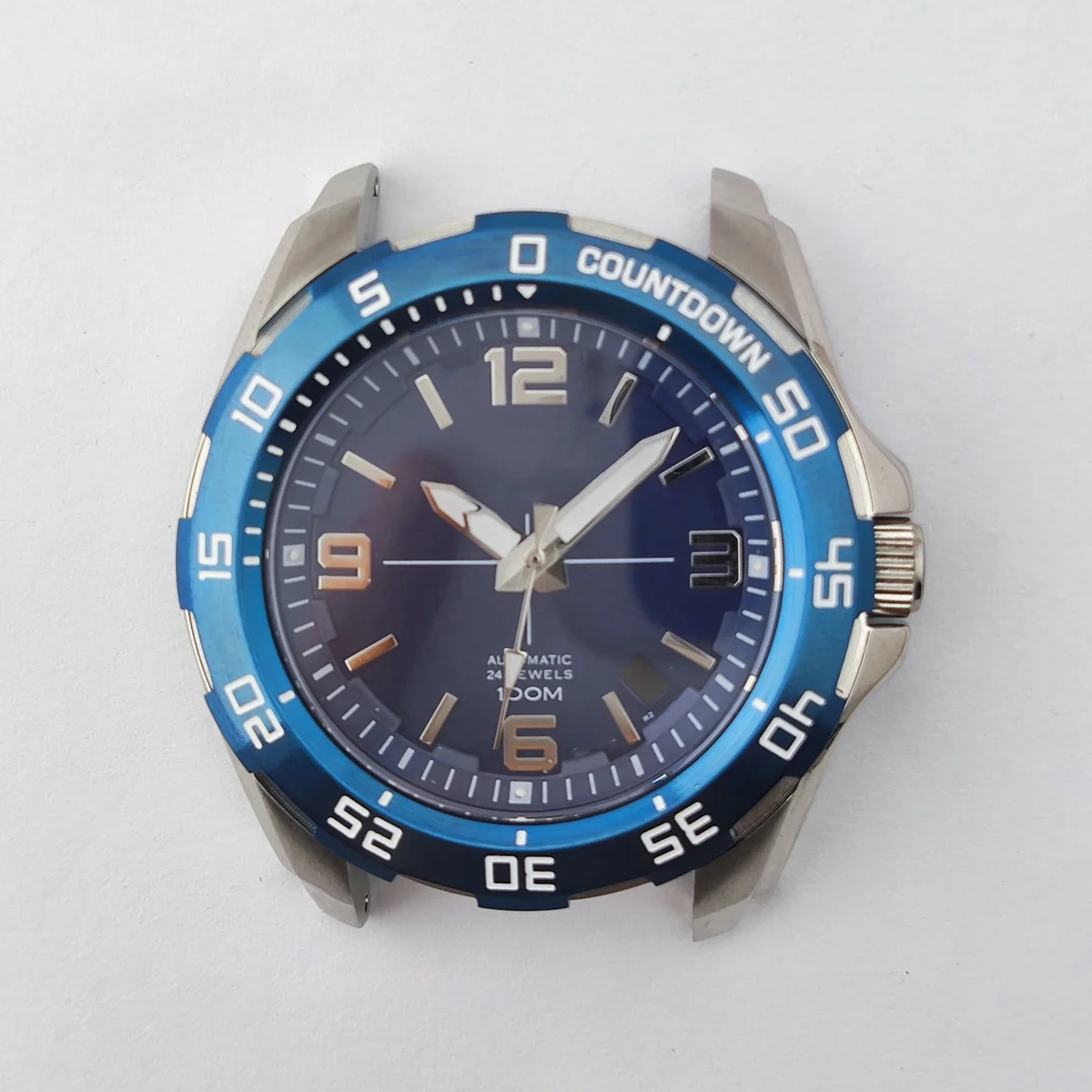 Nh35 시계 케이스, nh35, nh35, 다이얼, 사파이어 유리, NH35, NH36 시계, 스테인레스 스틸 시계 액세서리, 커스텀 로고 다이얼, 44 mm