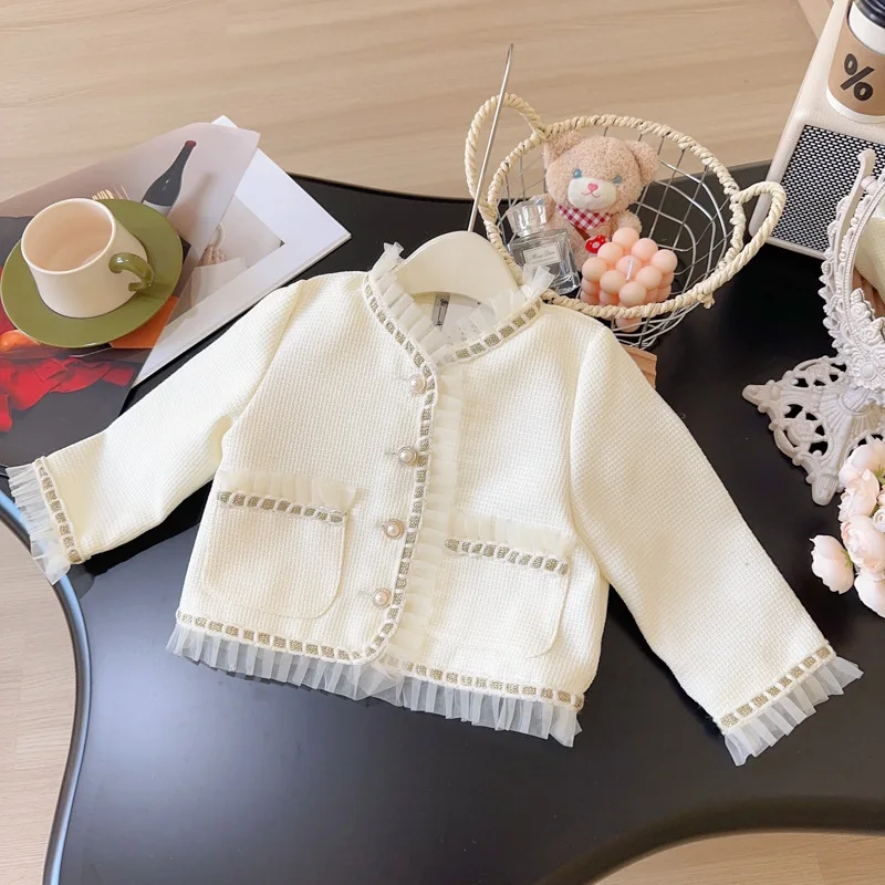 Children\'s Clothing Sets Lace Long Sleeve Coat + Pleated Skirt 2pcs Kids Clothes Girls Outfit Sets 2 To 7 Years Toddler Clothes