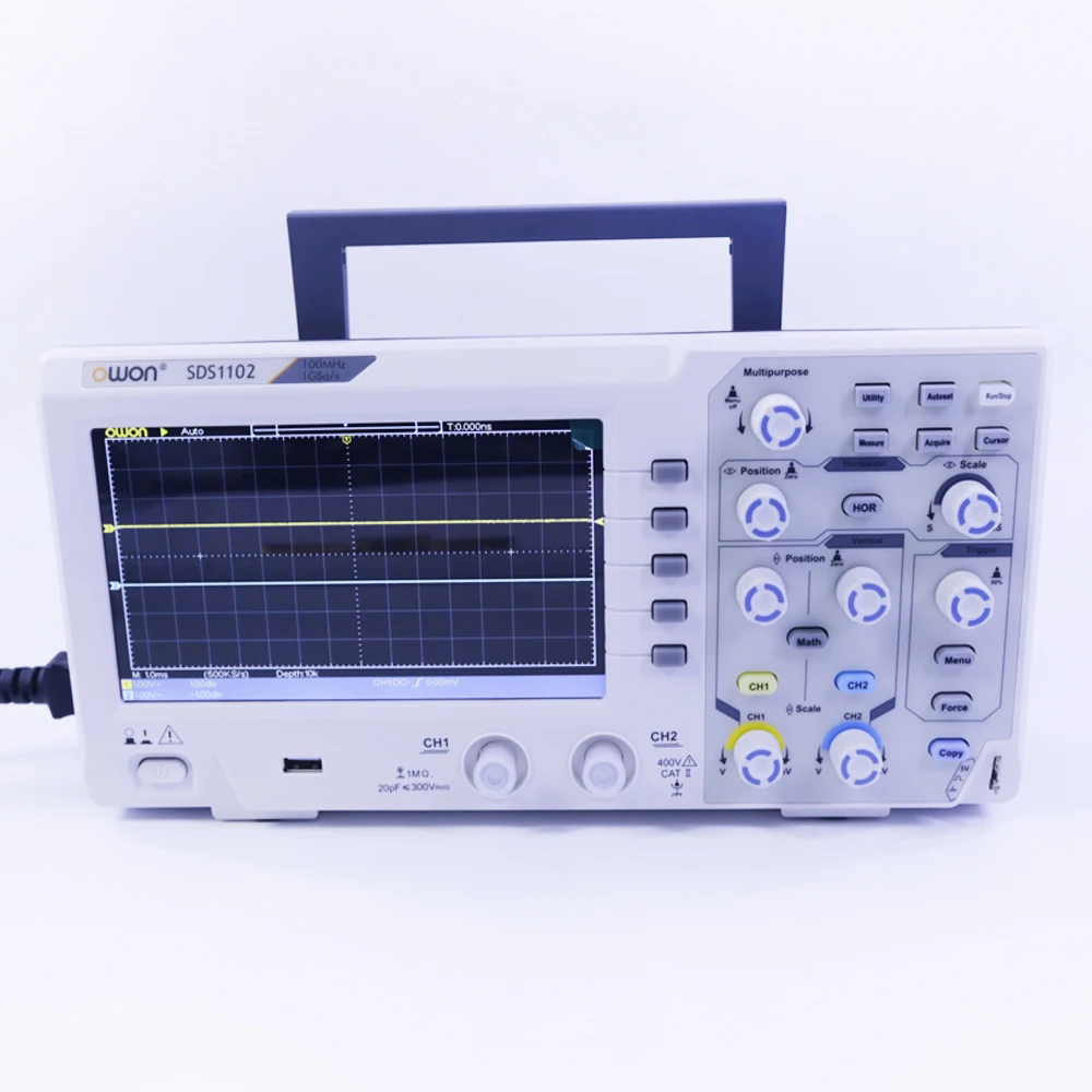 Owon SDS1102 TFT Storage Desktop Oscilloscope Digital Oscilloscope 5mV/Div 2 Channel 100MhZ Bandwidth 1GS/s Sampling Rate