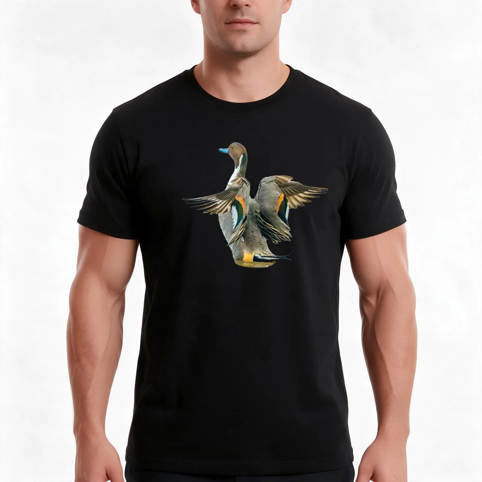 Pintail Duck in a flap T-Shirt, Summer Casual Cotton Tee, Oversized Streetwear Tops, Vintage Graphic Print, Unisex Men Women