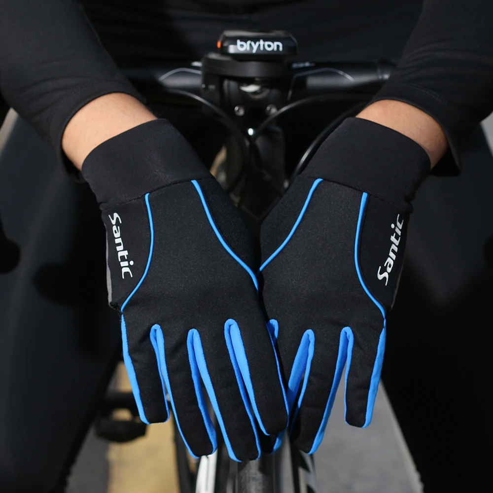 Santic Winter  Cycling Gloves Windproof Bike Bicycle Motorcycle Gloves Anti-Shock Breathable Mountain Bike Gloves K9M9134