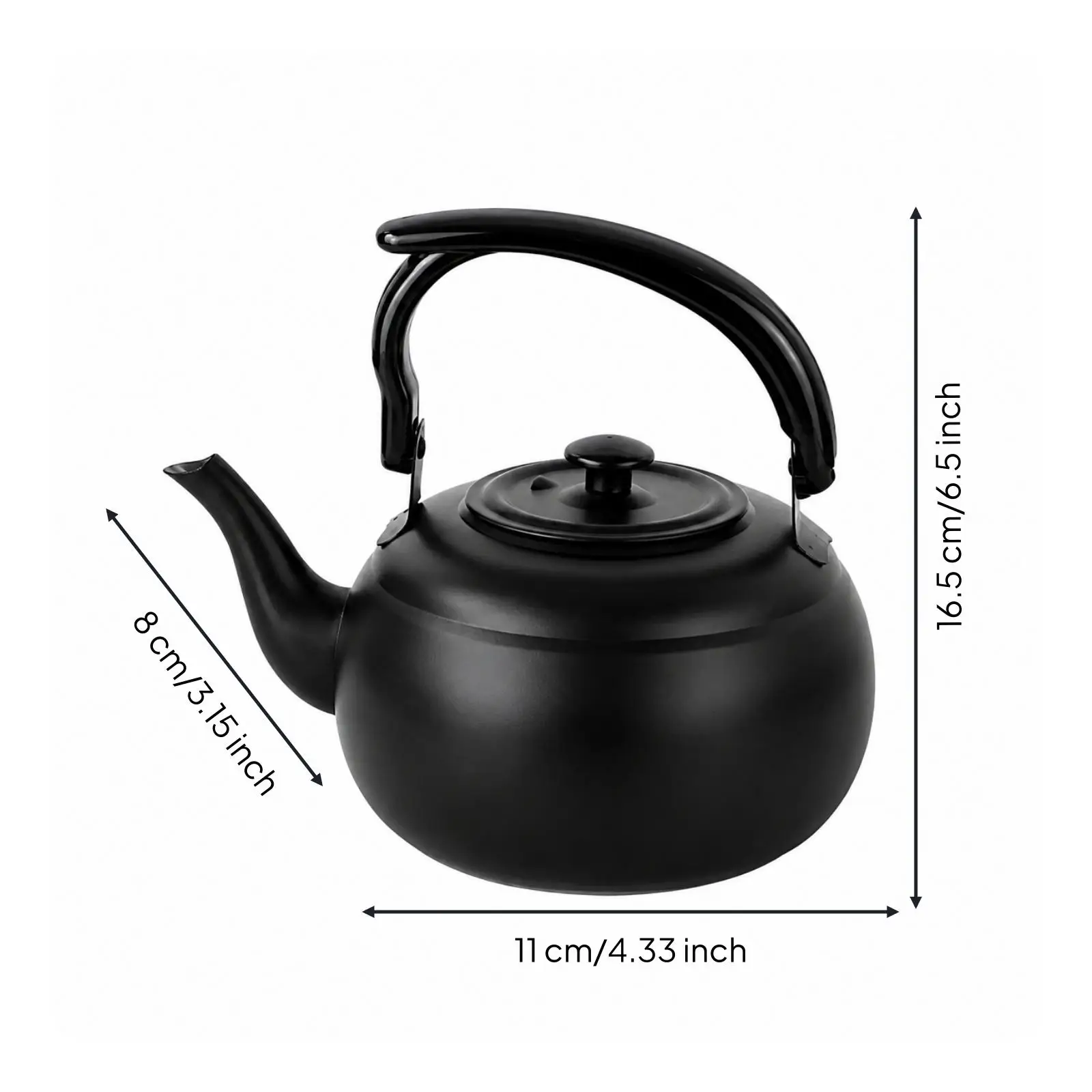 Induction Compatible Stovetop Teapot 201 Stainless Steel Kettle with Raised Heat Resistant Handle for Restaurant Use