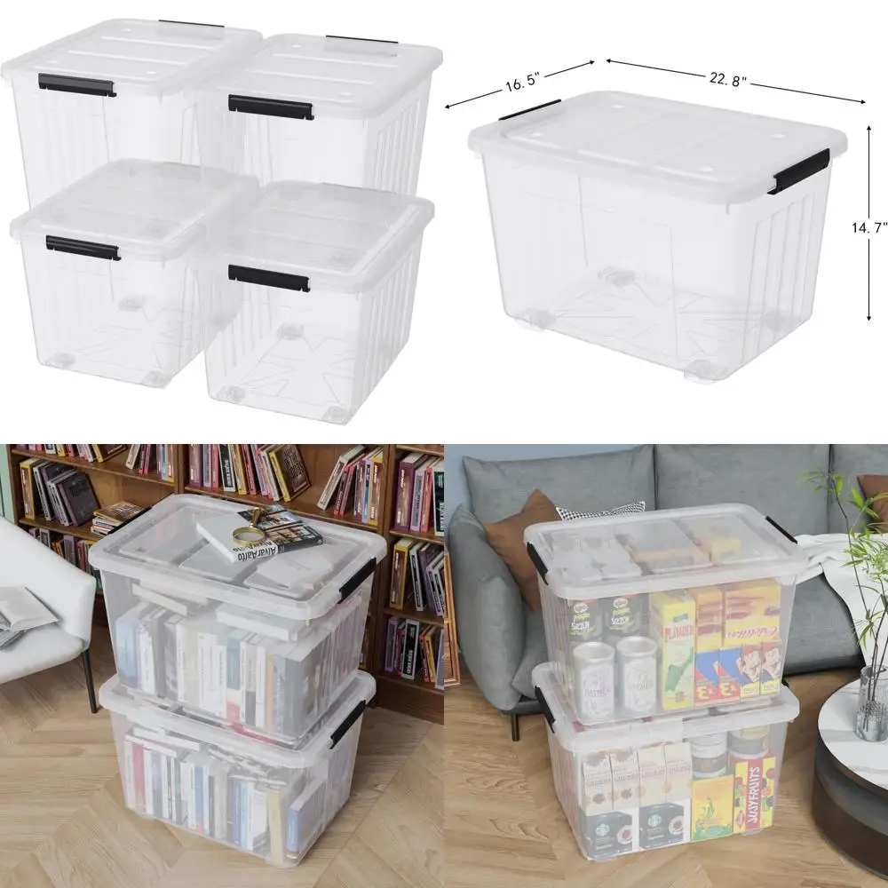 

70-литровый большой пластиковый контейнер для хранения с защелкой и колесами