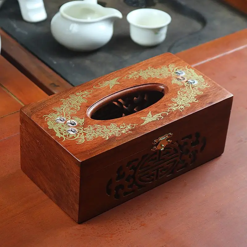 

New Chinese Sle Living Room Wooden Tissue Box Carved Rectangle Redwood Der pe Tissue Box Simple Modern Home Decor