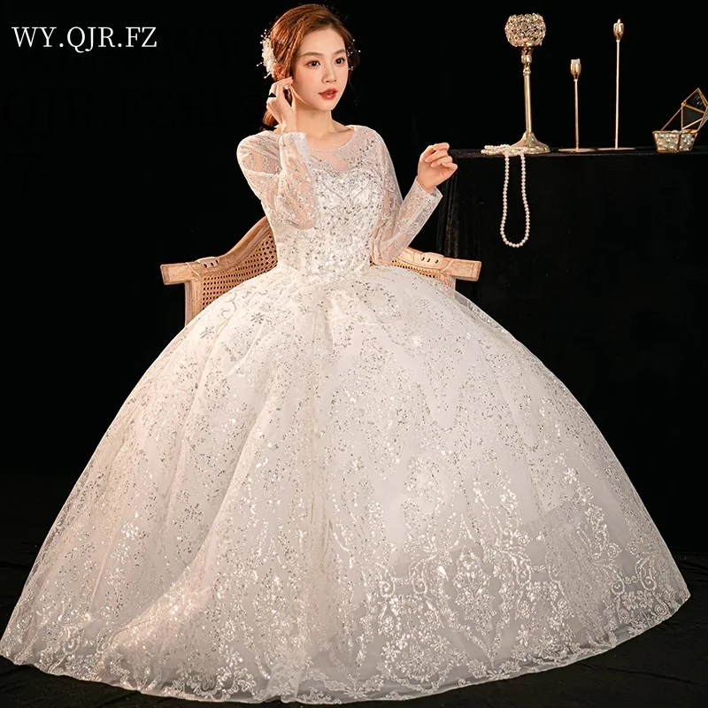 XXN-994#Wedding Dress 2025 New Bridal High end French Long sleeved Bridal Puff Skirt Place Sequin Dress Luxurious Wholesale