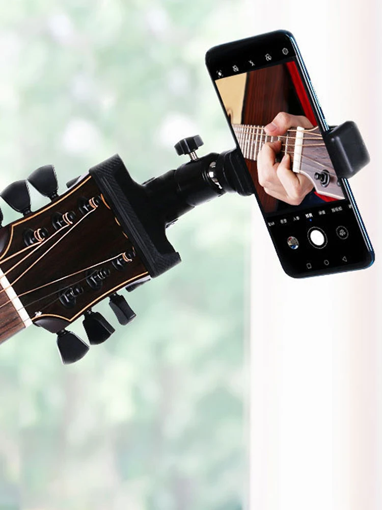 Guitar Head Clip Adjustable Angle Mobile Phone Holder Stand Multifunctional Guitar Head Phone Mount for Home Music Recording