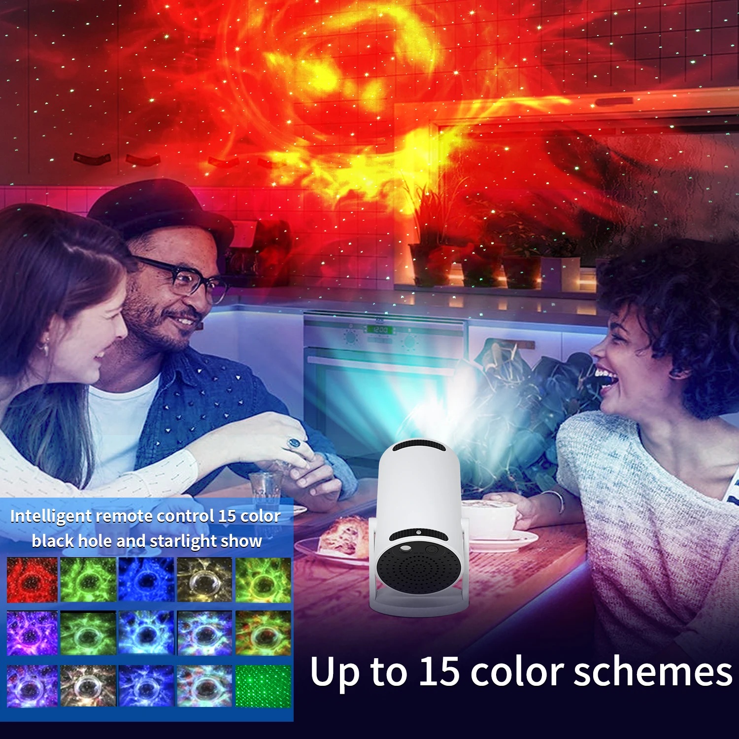 16 Colors Black Hole RGB Starry Projector Night Lamp Bluetooth Music Player Remote Control Colorful Laser Projection Nightlight