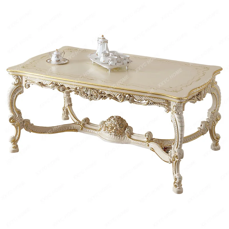 French Furniture Living Room Dining Table and Chair European-Style Small Apartment Handmade Gold Foil Painted Dining Table