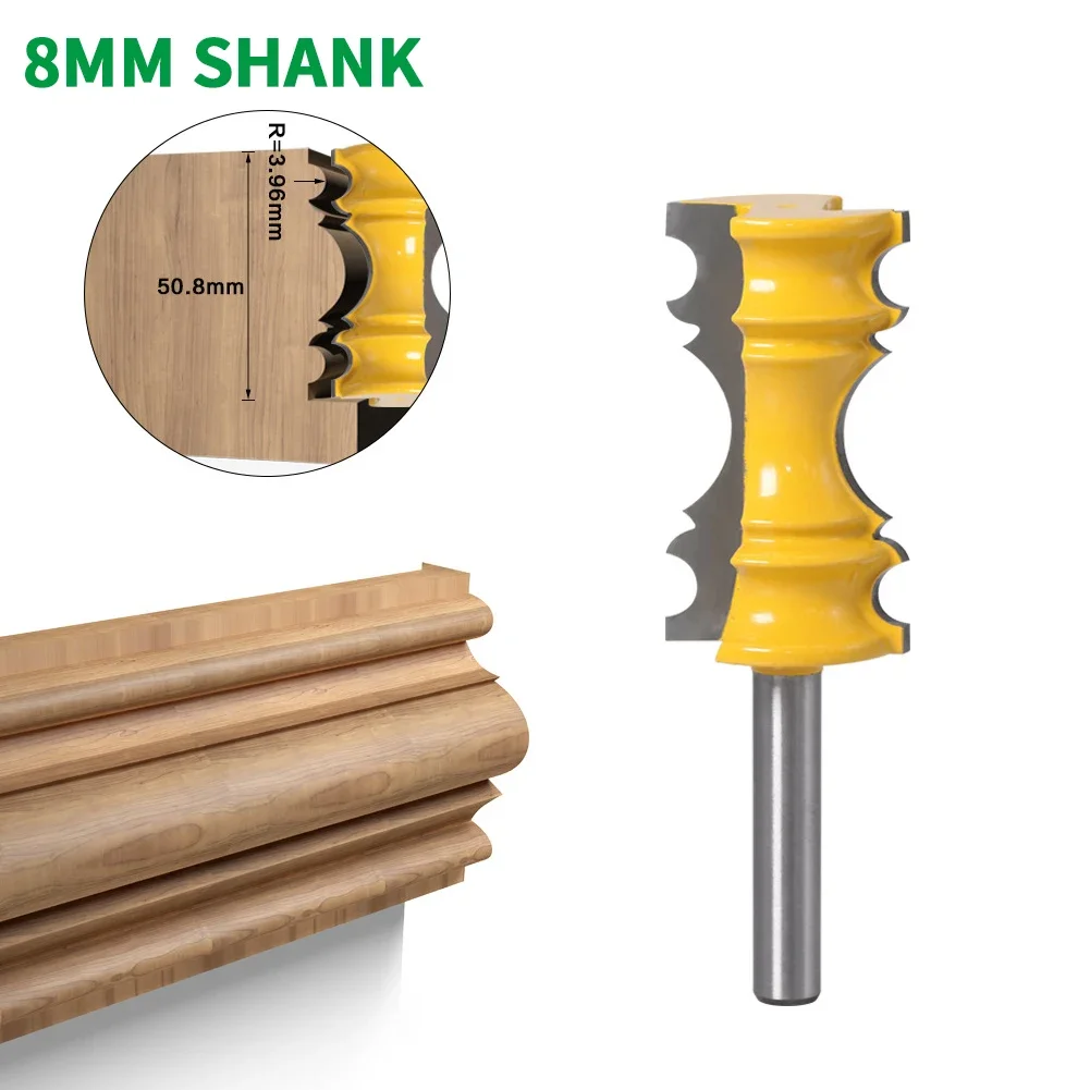 

1PC 8MM Shank Milling Cutter Wood Carving Large Elaborate Chair Rail Molding Router Bit Line knife Tenon Cutter Woodworking