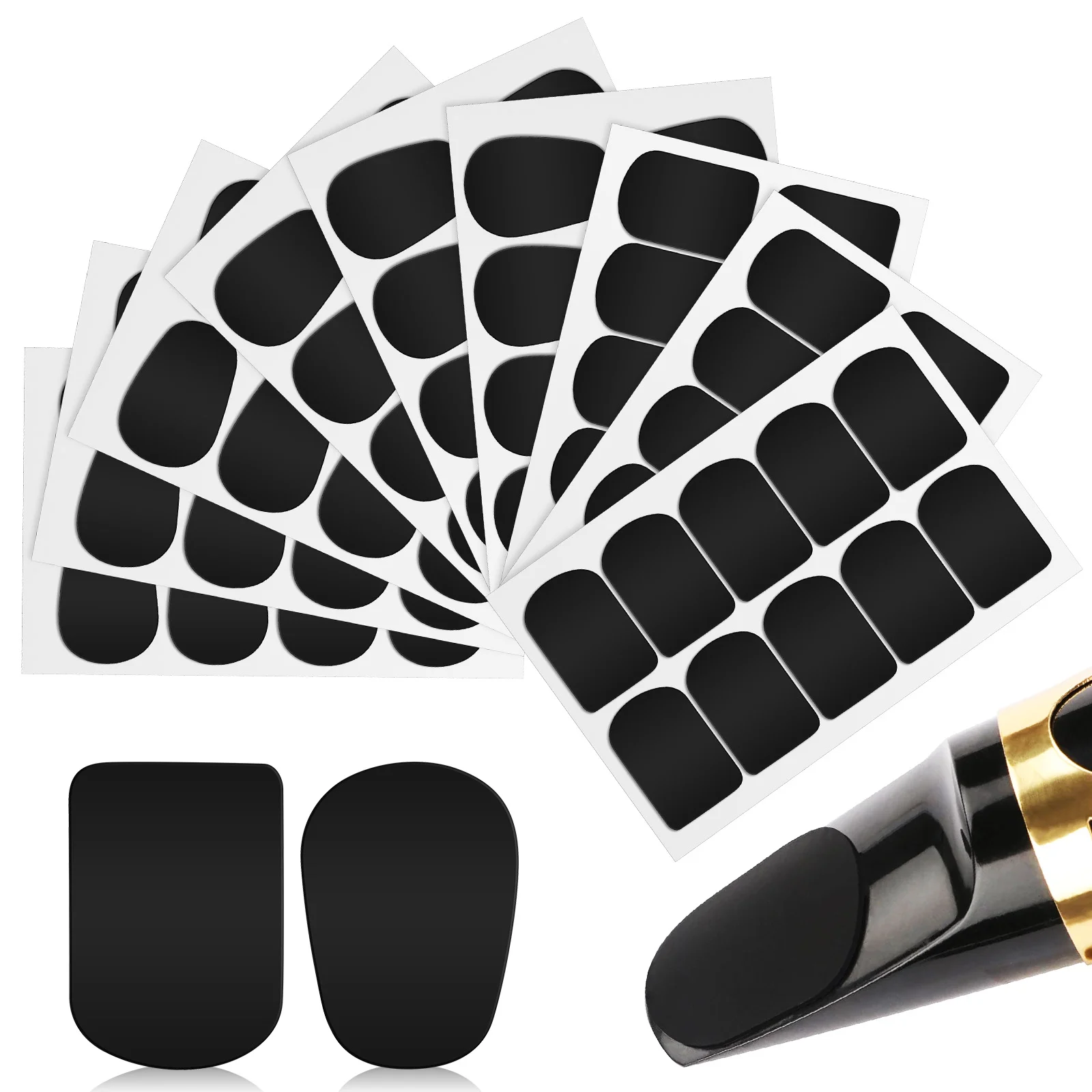 94 Pcs Square + Oval Mixed Mouthpiece Patch Pads Sax Adhesive Cushion Saxophone Assorted