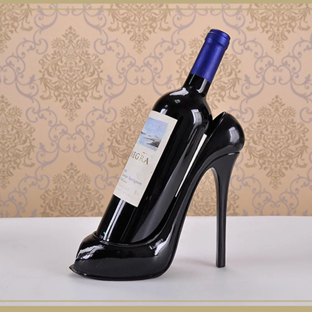 

High Heel Shoe Wine Rack Resin Home Decoration Minimalist Design Black Wine Bottle Holder High Heel Bottle Holder