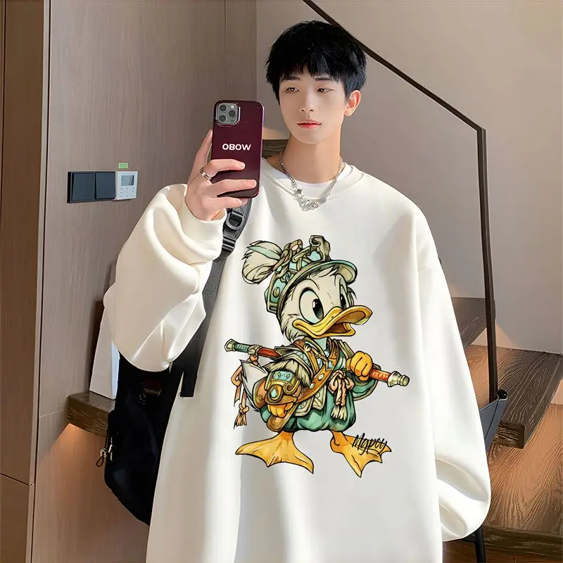 

plus Size 300 Pounds American Style Hoodie round Neck Fleece Lined Unisex Autumn Winter Couple's Popular Streetwear Sweatshirt