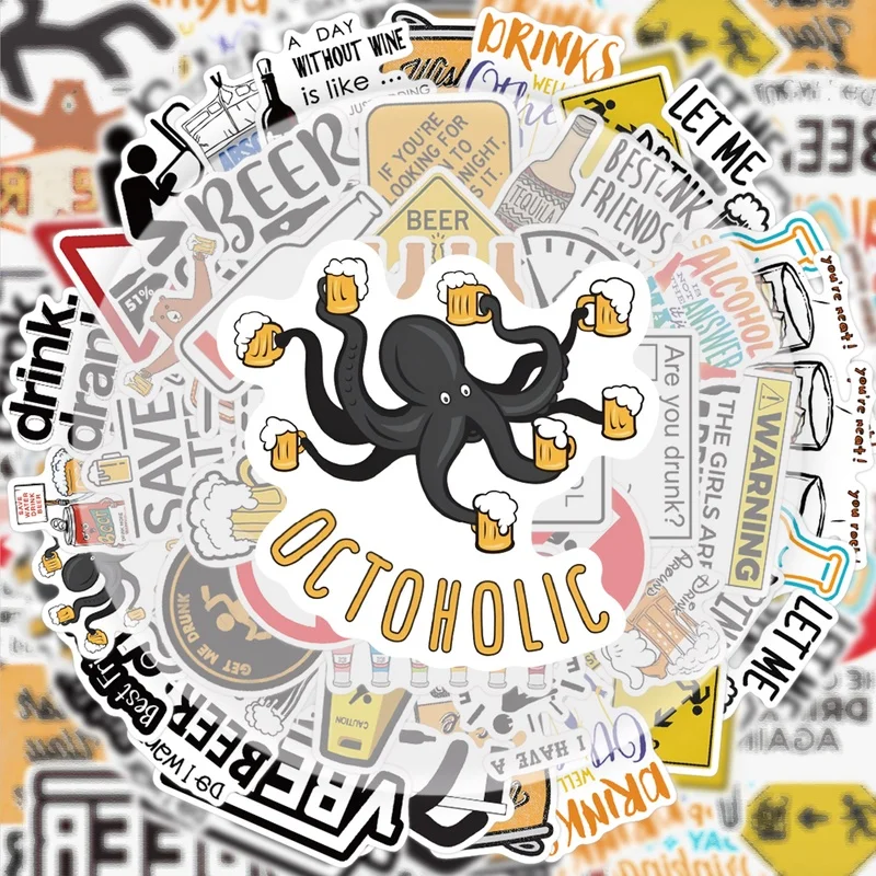 50 ملصقًا على شكل جرافيتي للبيرة المرحة، شارات لاصقة نابضة بالحياة، أنماط متعددة بدون تكرار، مناسبة لزجاجات المياه وأجهزة الكمبيوتر المحمولة وحقائب السفر وألواح التزلج والقيثارات وديكورات الحفلات #1