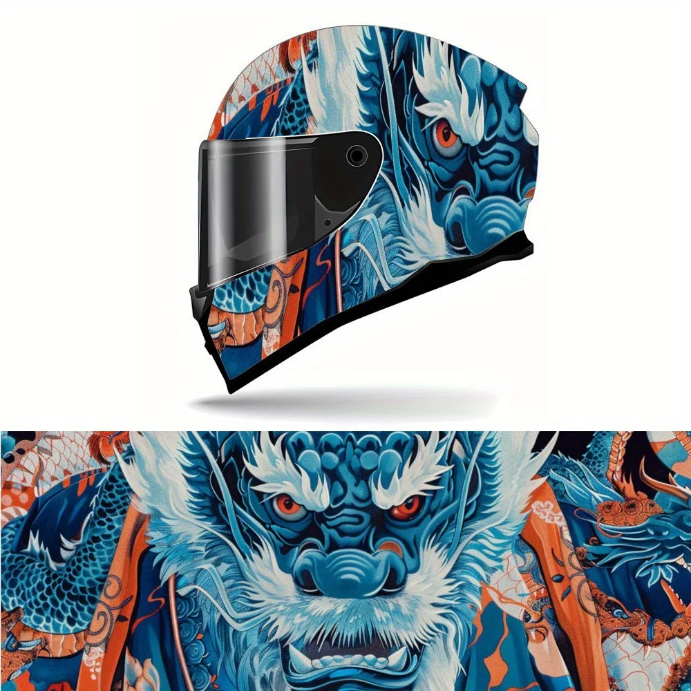 

Фэнтезийная свирепая молния с принтом синего дракона, полная наклейка на шлем, мотоциклетный шлем, гоночная графическая наклейка, виниловая пленка для шлема