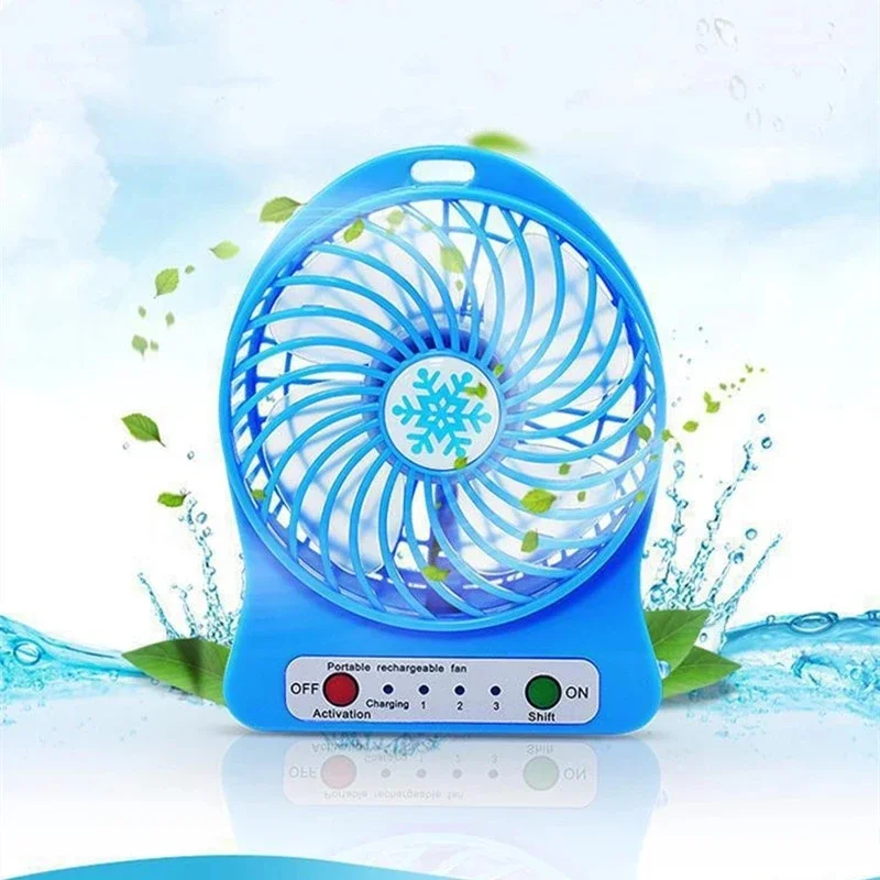 Portable Rechargeable LED Light Fan USB, Mini Desk Cooler, Third Wind Without Battery Handheld Cooling Fan