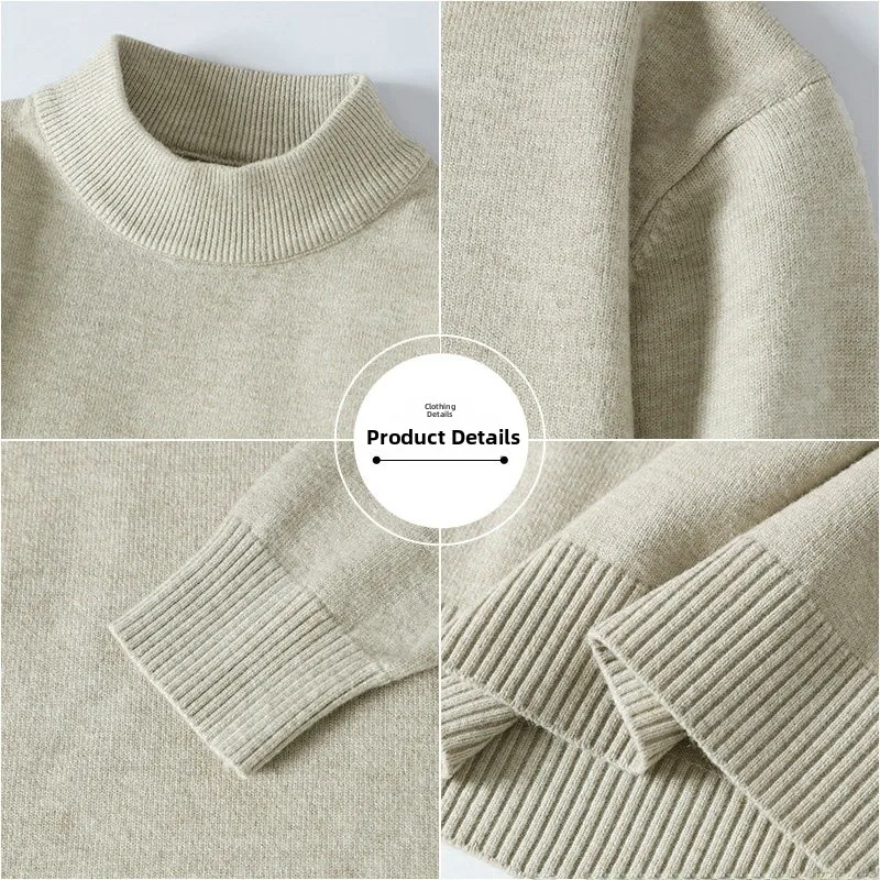 

Чистый цветной вязаный свитер, мужской приталенный свитер с высоким воротником, зимняя основа, теплый пуловер, топ, молодежный Sle