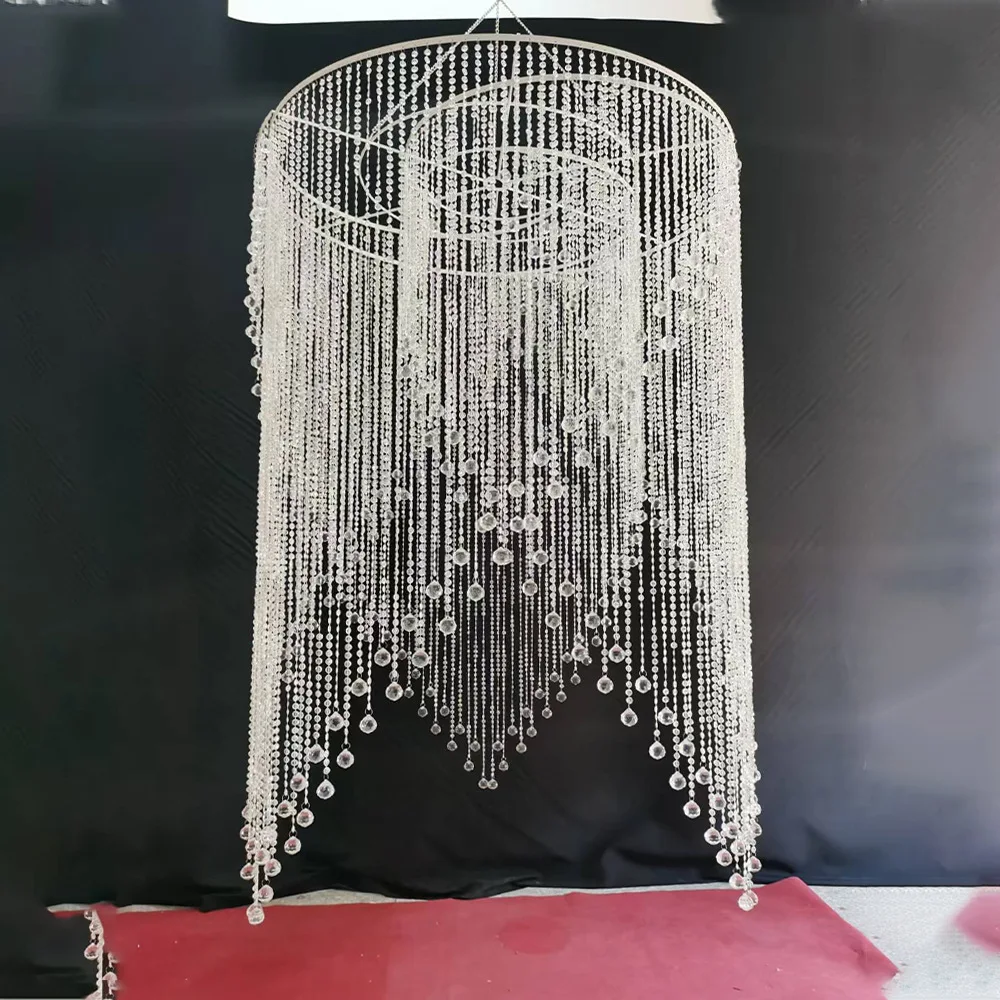 New wedding props acrylic crystal bead curtain chandelier window stage wedding venue decoration lights