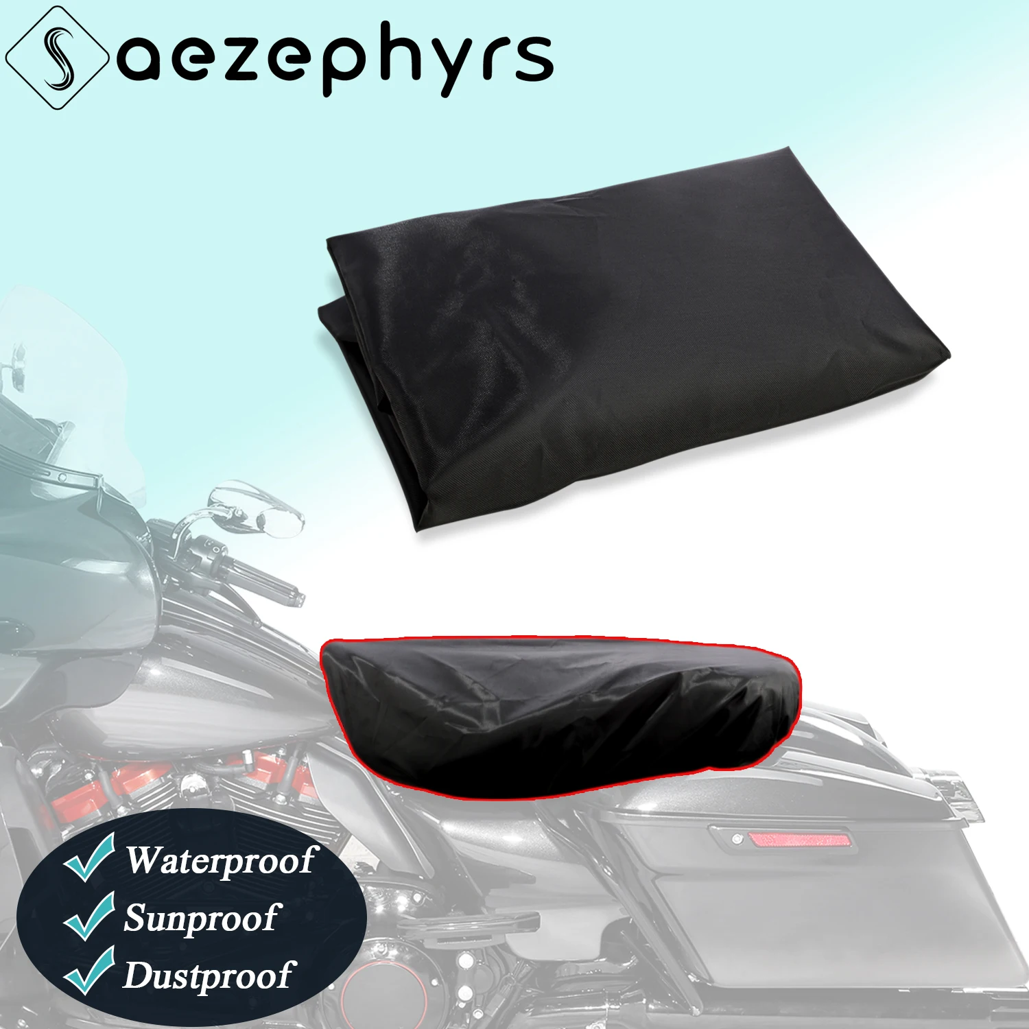 

32" L x 17" W Motorcycle Rain Waterproof Seat Cover Two-Up Seat Protector Bra for Harley Touring Softail Dyna Electra Road Glide