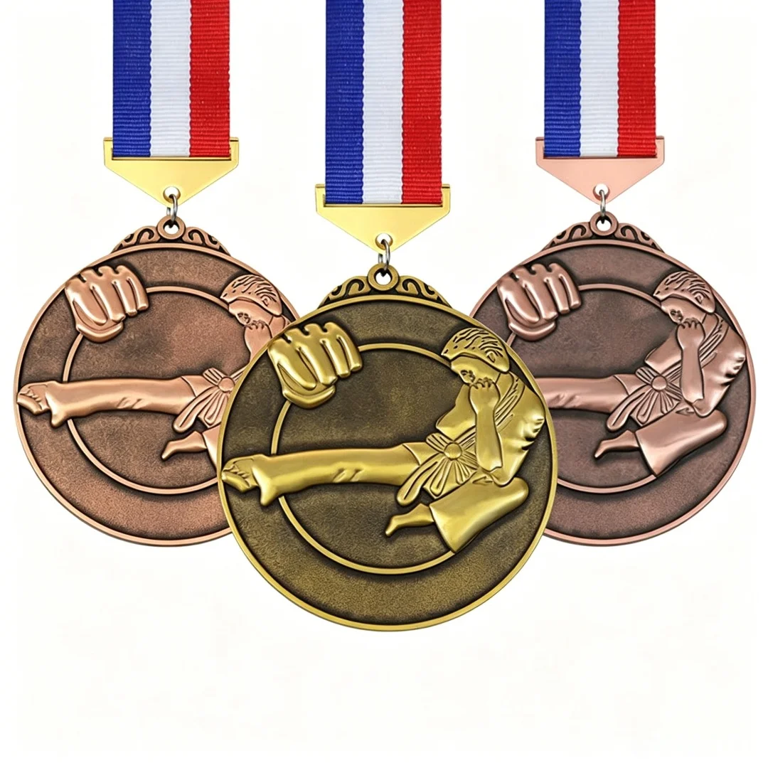 Wholesale Cheap Modern Antique Metal Custom Karate/Taekwondo/Judo/Wrestling/Jiu-Jitsu/Martial Arts Race Sport Medals