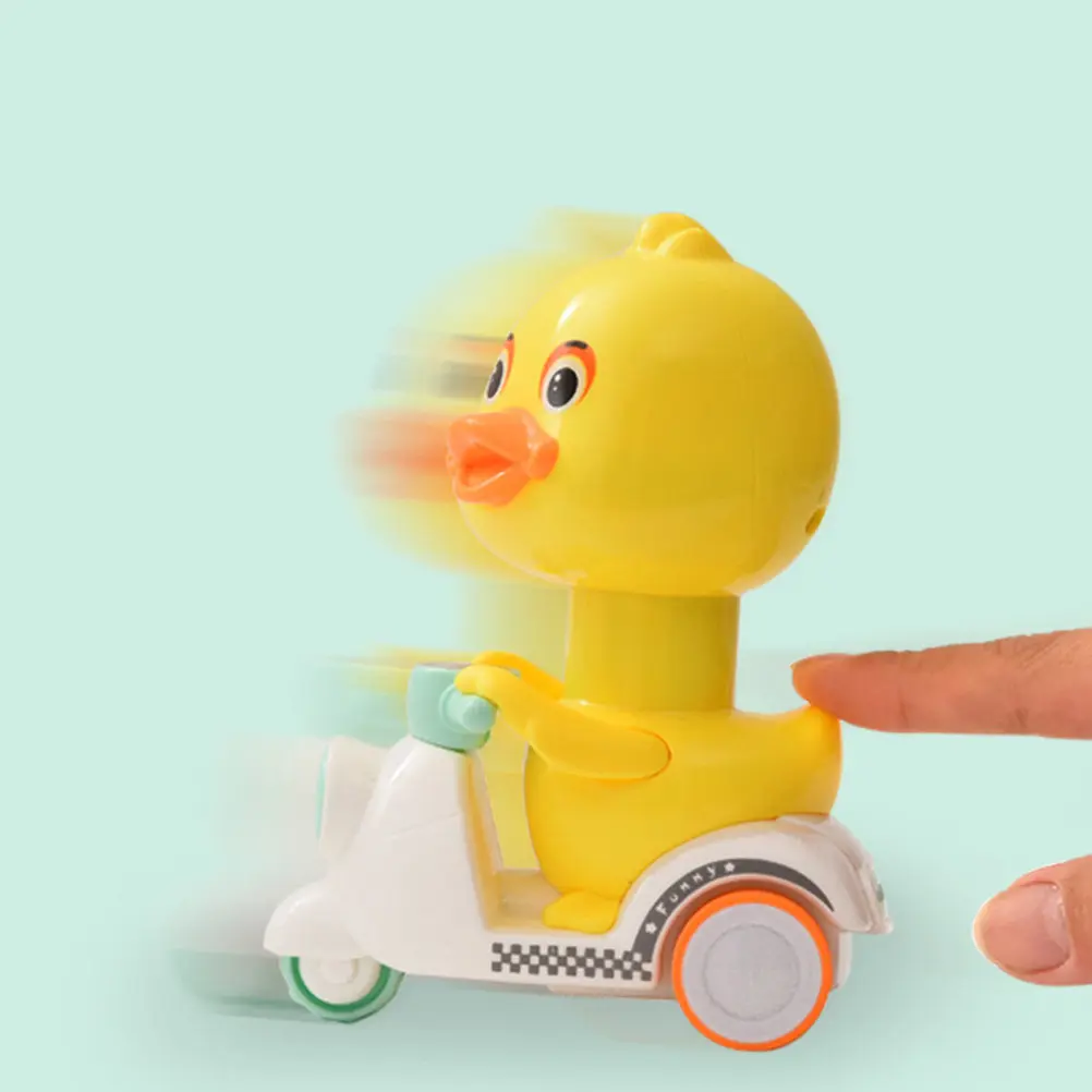 

3Pcs Small Yellow Duck Cartoon Pull -Type Motorcycle Educational Friction Powered Vehicle for Kids Hand Eye