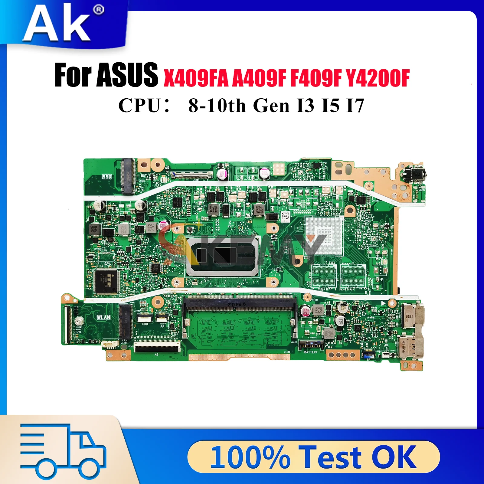 

X409FA Материнская плата для ноутбука ASUS A409F X409F X409FAC X409FL Y4200F X409FB X409FJ F409F Материнская плата с процессором I3 I5 I7 100% тестирование