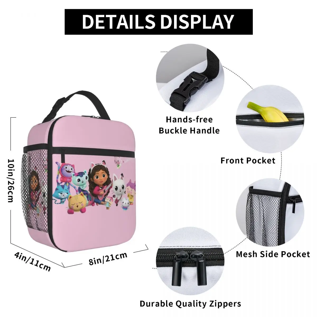 Creative Gabby Dollhouse Sprinkle Party Insulated Lunch Bags Food Bag Portable Thermal Cooler Lunch Box per i viaggi