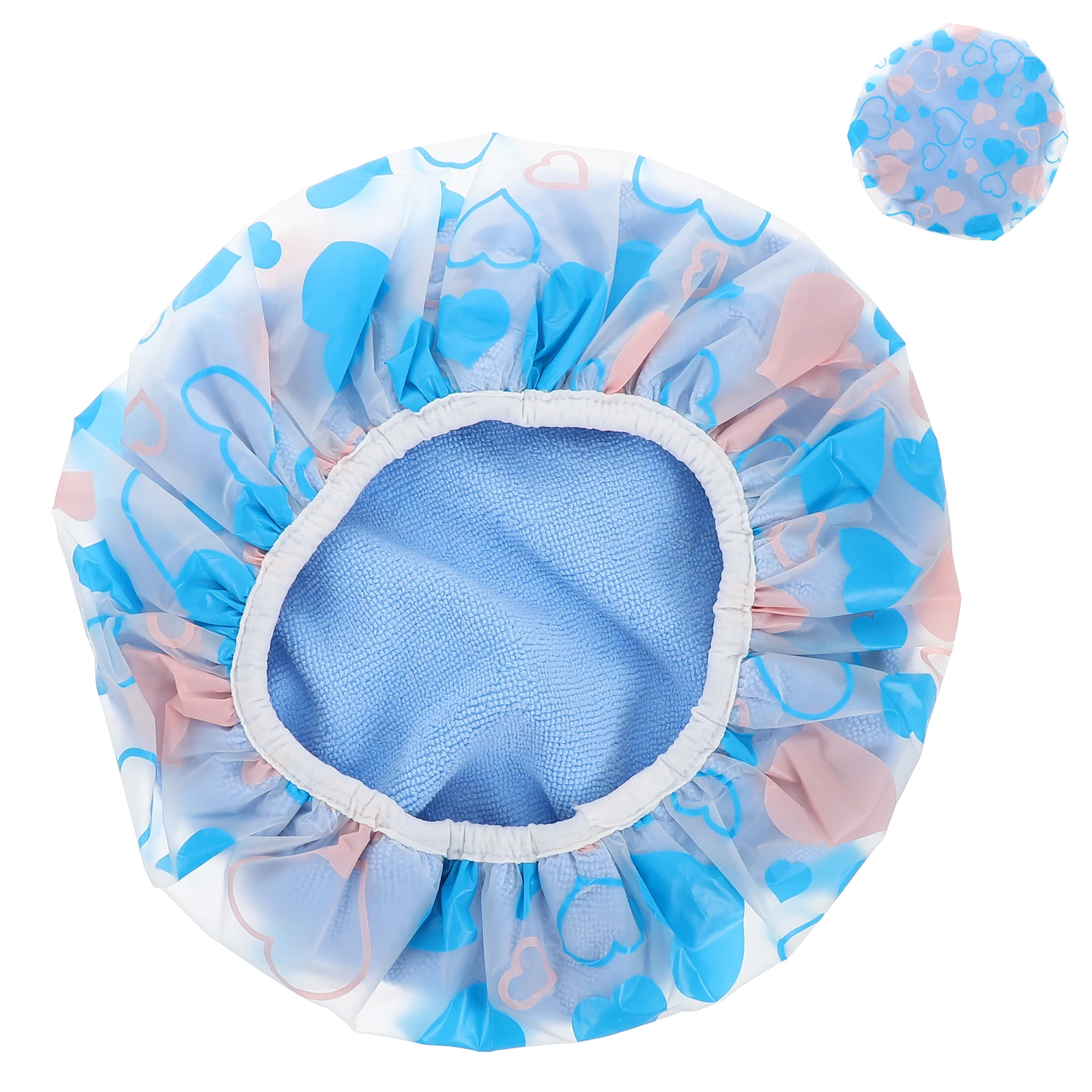 

Bath Cap Double Layer Thick Towel Fabric Hair Drying Hat Reusable Waterproof For Women Long Hair Elastic Band Spa Salon