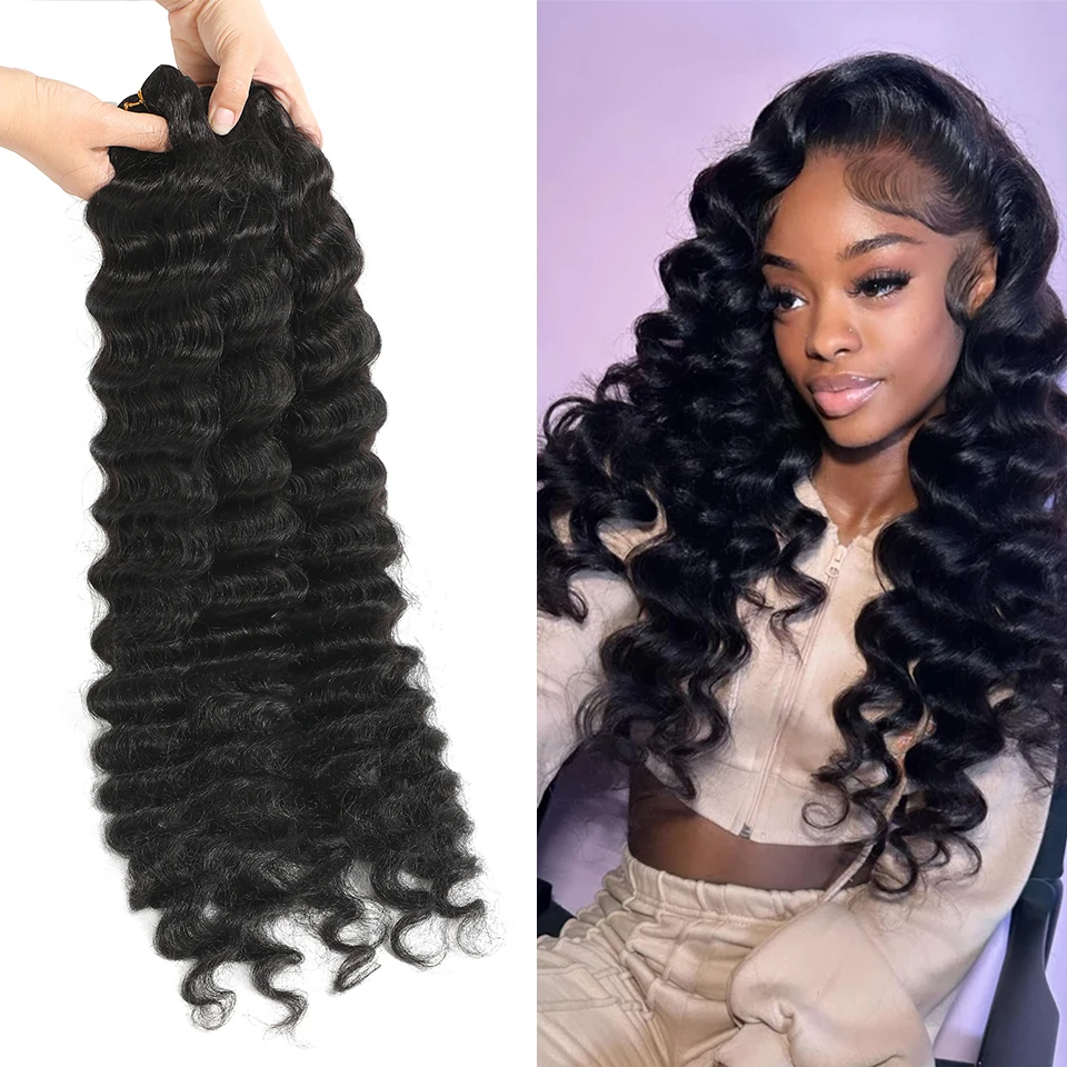 Loose Deep Wave Human Hair Bundles Double Weft Hair Extensions Weaves Unprocessed Raw Virgin Human Hair Bundles 8-30 Inch 1/2/3/4 Bundles Natural Color Remy Human Hair Bundles For Women Daily Use Birthday Holiday Gift Kpop Popular Hairstyles