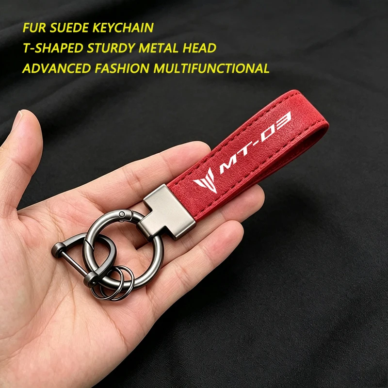 For YAMAHA MT03 MT-03 MT 03 Accessories Leather Suede Motorcycle Deluxe Fashion Keychain Zinc Alloy Keyrings Charm Styling