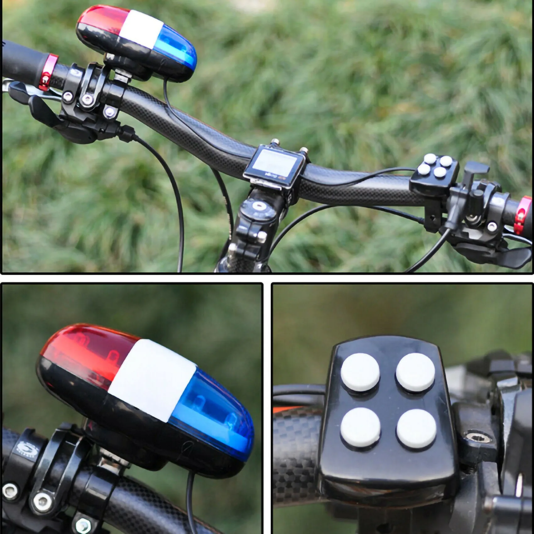 Electronic Siren Bicycle Bell for Kids, 4 Tone Horn, 6 LED Light, Sinos, Acessórios de bicicleta