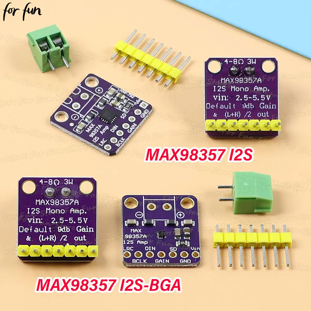 For Fun MAX98357 I2S BGA  Audio Amplifier Module DAC 3W Class D Amplifier Without Filtering for Raspberry Pi Arduino and ESP32