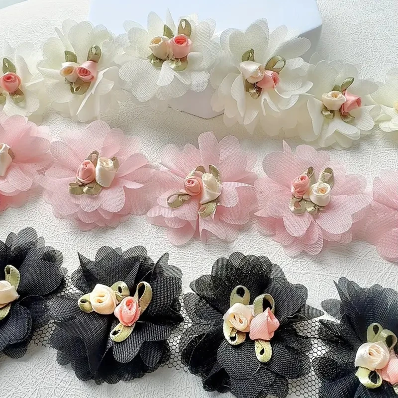 

10Pcs Embroidery Flower Patches Fabric For Wedding Headwear Accessories Sewing Patch Handmade Applique Repair Crafts Supplies