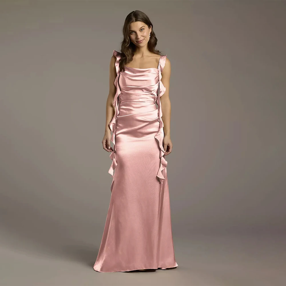 

Women's Evening Dress Prom Dresses Square Neck Sleeveless Ruffled Pleated Backless Formal Party Gowns Cocktail Dress Customized