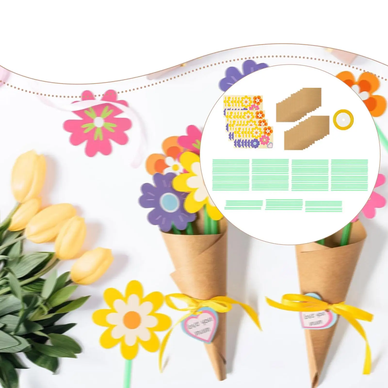 

Flower Bouquet Craft Kit Paper Flowers Creative Home Decor Packaging for Birthday Teacher Appreciation