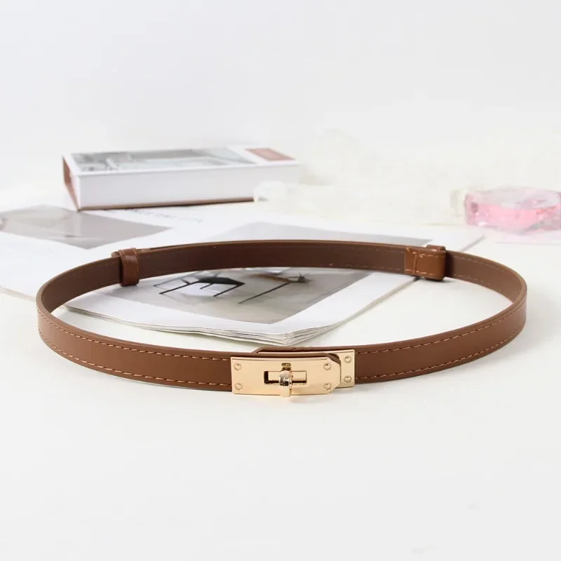 2025 Women's Adjustable Thin Belt - Korean Style Slim Waist Strap for Dresses Coats Fashion Buckle Lock Delicate Belt image 6