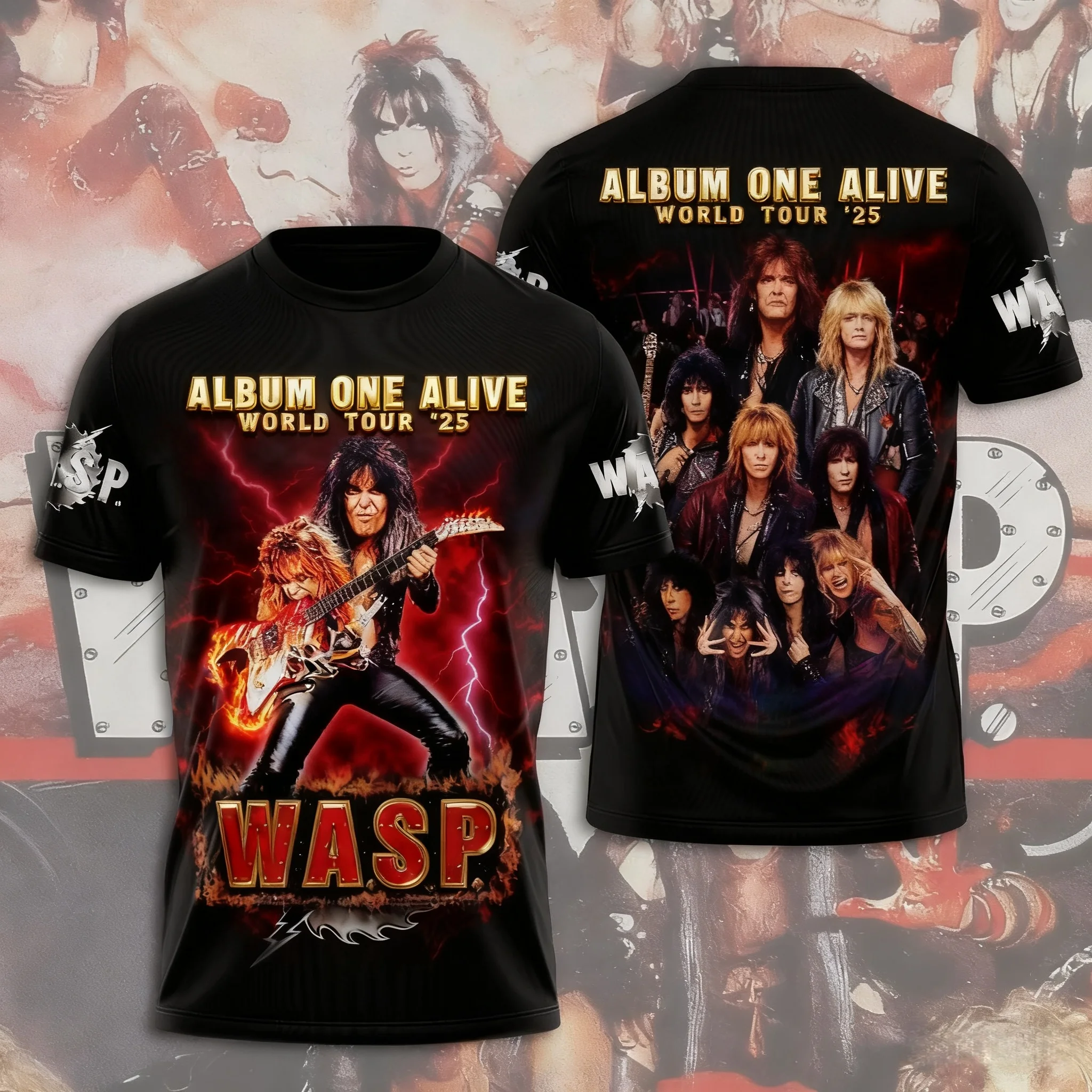 حار أنيمي W.A.S.P جيرسي تأثيري تي شيرت ثلاثية الأبعاد طباعة طفل الكرتون المحملة الصيف الرجال النساء Harajuku قصيرة الأكمام Y2k القمم