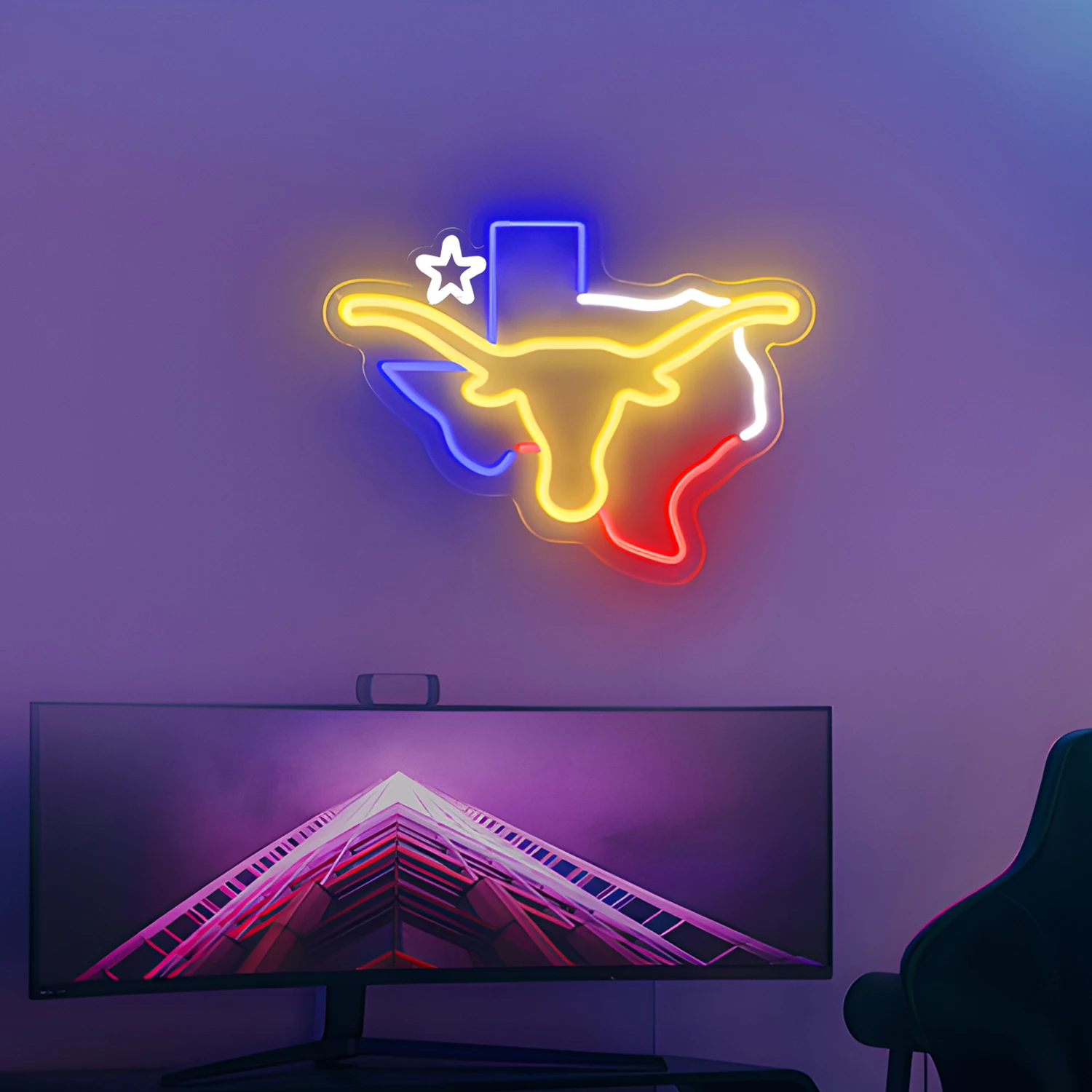 TEXAS Longhorn Neon Sign Western Cow Texas LED Neon Lights USB Bull Light Up Signs for Game Room Bar Pub Birthday Party Man Cave