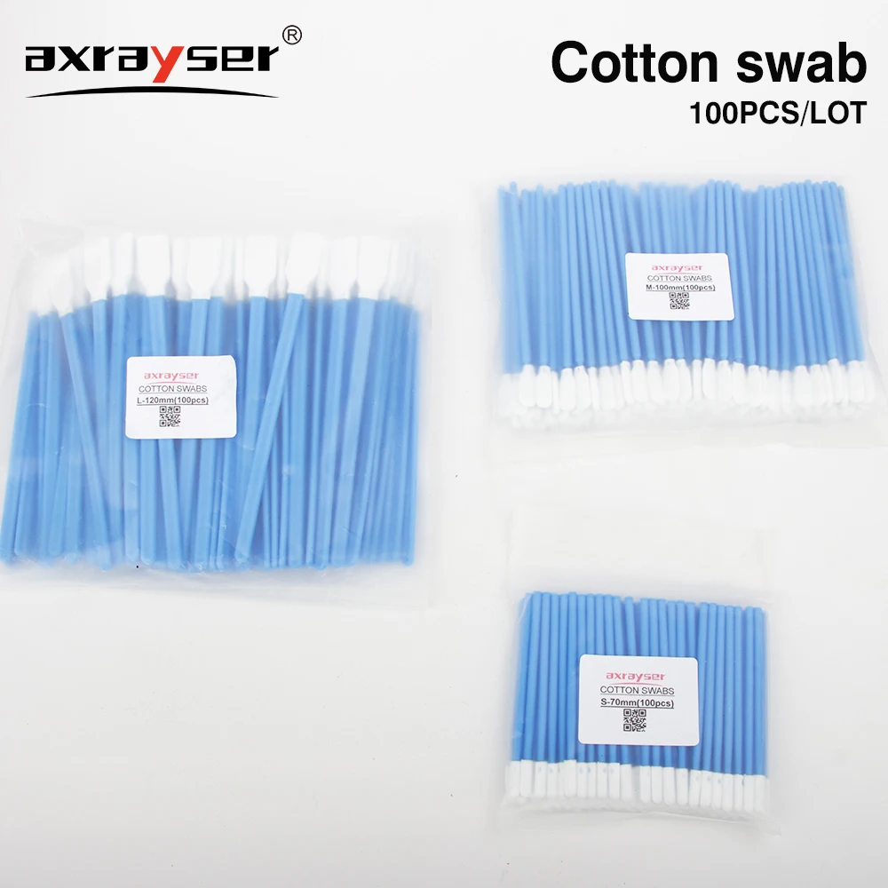 100PCS Cotton Swab Industry Clean Cleaning Tools Nonwoven Anti-static Dust Off for Fiber Laser Head Lens Protective Windows