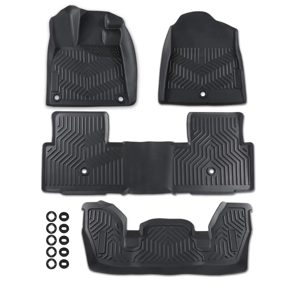 Floor Mats Fit for Honda Pilot 2023-2024 TPE All Weather Full Cover Protection 4 Piece Black