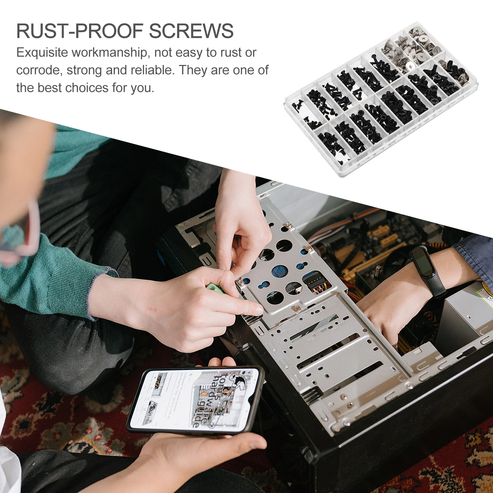 

360Pcs Small Screws for Computer Repairing Stainless Steel Anti Rust Sturdy Wear Resistant Flat Head Screws for Electronics