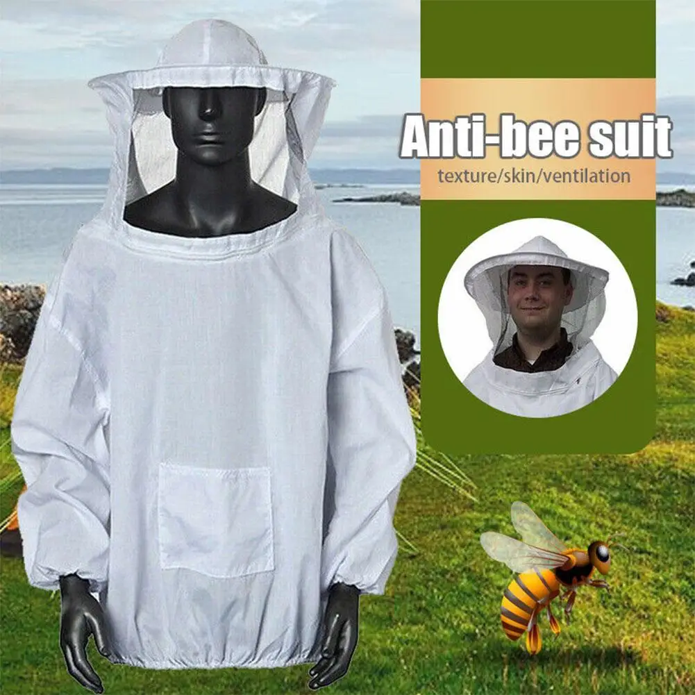 Protective Beekeeping Veil Smock Equipment Beekeeping Sleeve Bee Suit Apiculture Hat Beekeeper Dress I7r2