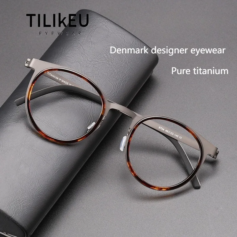 

Denmark Brand Pure Titanium Round Screwless Eyewear Men Glasses Frame Vintage Circle Eyeglasses Can Customized Prescription Lens