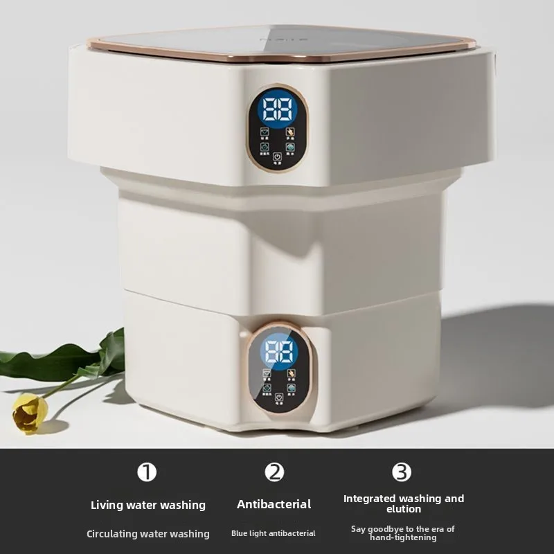 Automatic Foldable Portable Small Collapsible Washing Machine for Apartments,Travel Socks,Underwear, Panties Washer,Compact Size