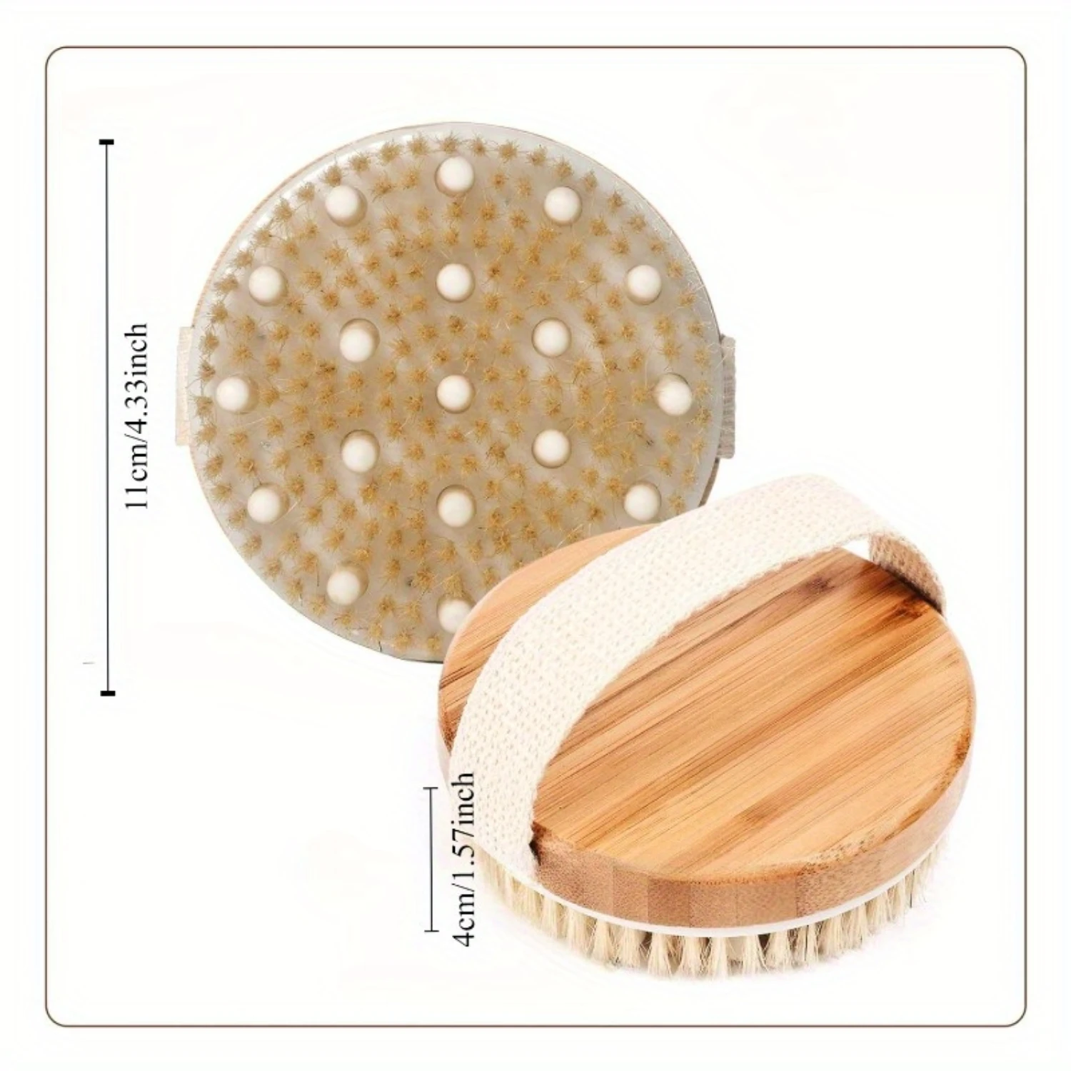Eco-Friendly Dry Body Brush with Natural Bristles - Exfoliating Body Scrubber for Lymphatic Drainage, Skin Smoothing & Circulati