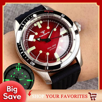 Tandorio Red Blue 40mm PT5000 NH35 Mechanical Automatic Diving Men Watch 20ATM Water Resistant Domed Sapphire Screw Crown Reloj
